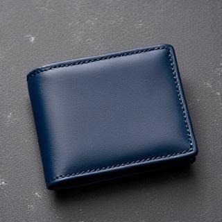 Slim Leather Wallet in Navy