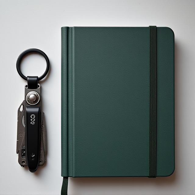 Flat lay of keychain and everyday carry tools