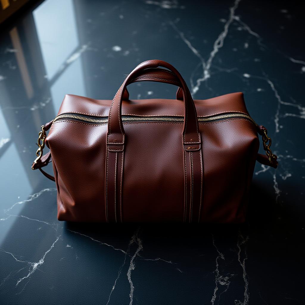 Sleek leather travel bag